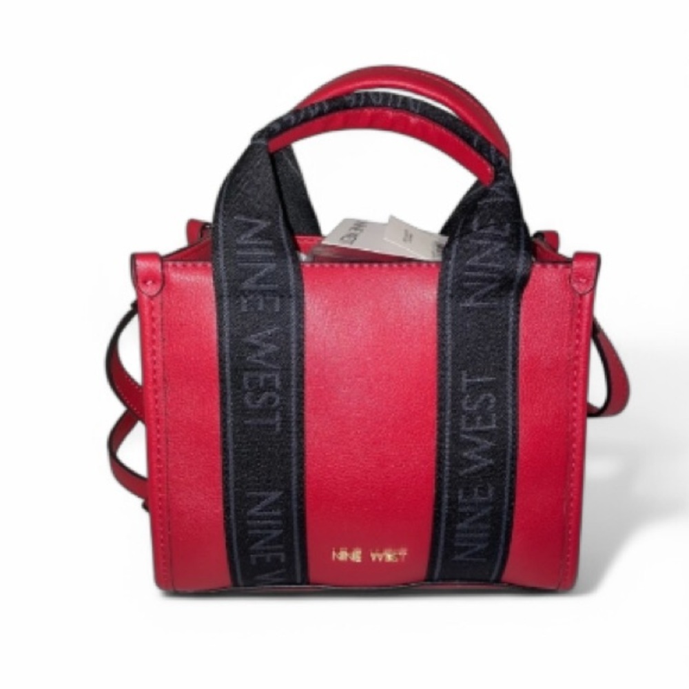 Nine West Red Mini Satchel with Black Webbing